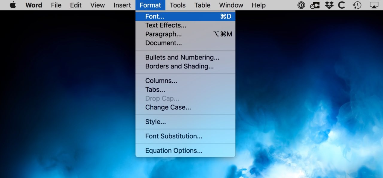 scale font longer on word for mac